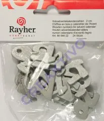 Holzadventskalenderzahlen 2cm silber