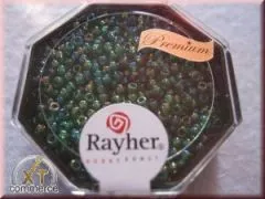 Premium-Rocailles, 2,2 mm  transparent Rainbow jaspis (Restbestand)