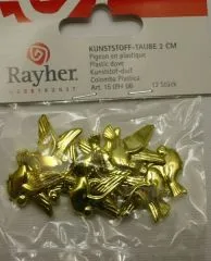 Rayher Kunststoff-Tauben 12St goldf.