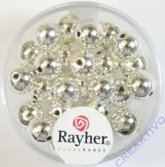 Rayher Plastik-Rundperlen 8mm silber