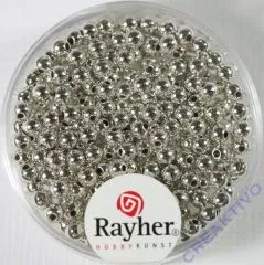 Rayher Plastik-Rundperlen 3mm silber