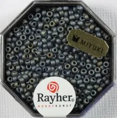 Premium-Rocailles, 2,2 mm  metallic gefrostet anthrazit (Restbestand)