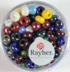 Rayher Glas Gro�lochradl opak 6mm bunt