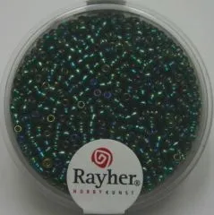Rocailles 2mm mit Silbereinzug + Rainbow smaragd