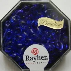 Magatama Perlen 4x7mm transparent royalblau (Restbestand)