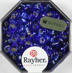 Magatama Perlen 4x7mm Silbereinzug royalblau (Restbestand)