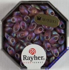 Magatama Perlen 4x7mm transp. frost Rainbow amethyst (Restbestand)