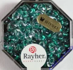 Magatama Perlen 4x7mm gelstert Rainbow smaragd (Restbestand)