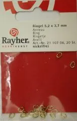 Rayher Ringel 5,2x3,7mm goldf. 20St.