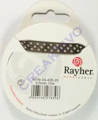 Rayher Satinband mit Punkten 9,5mm dunkelbraun