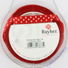 Rayher Satinband mit Punkten 9,5mm rot