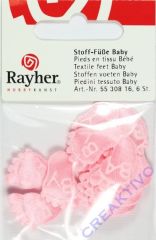 Rayher Stoff-Füße Baby 6 Stück rosa