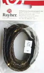 Geflochtenes Kunstlederband 6mm 1,5m braun