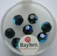 Rayher Rund-Schliffperlen 8mm 8 St. obsidian