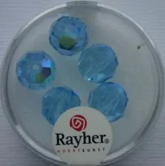 Rayher Rund-Schliffperlen 10mm 5 St. aquamarin