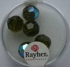 Rayher Rund-Schliffperlen 10mm 5 St. olive