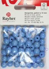 Rayher Holzperlen FSC, poliert 10mm 52St hellblau