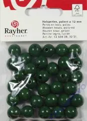 Rayher Holzperlen FSC, poliert 12mm 32St grn
