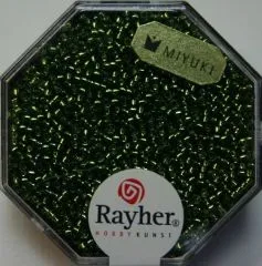 Premium Rocailles mit Silbereinzug 1,5mm olive (Restbestand)