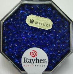 Miyuki-Perle-Drop transparent 3,4mm royalblau