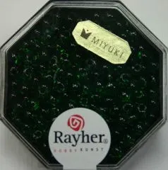 Miyuki-Perle-Drop transparent 3,4mm smaragd (Restbestand)