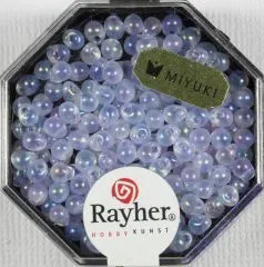 Miyuki-Perle-Drop transparent regenbogen 3,4mm zartlila (Restbestand)