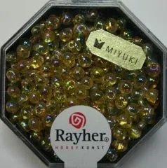 Miyuki-Perle-Drop transparent regenbogen 3,4mm helltopaz (Restbestand)