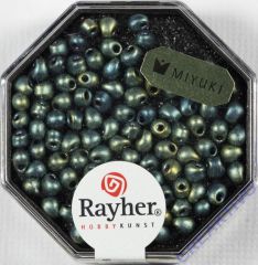 Miyuki-Perle-Drop metallic gefrostet 3,4mm smaragd (Restbestand)