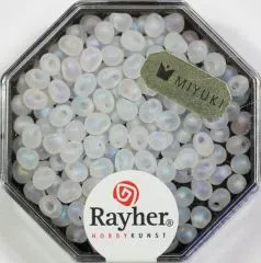 Miyuki-Perle-Drop transparent gefrostet 3,4mm alabasterwei (Restbestand)