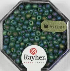 Miyuki-Perle-Drop transparent gefrostet 3,4mm smaragd (Restbestand)