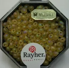 Miyuki-Perle-Drop transparent gefrostet 3,4mm helltopaz (Restbestand)