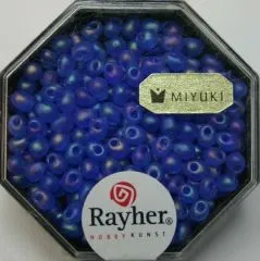 Miyuki-Perle-Drop transparent gefrostet 3,4mm royalblau (Restbestand)