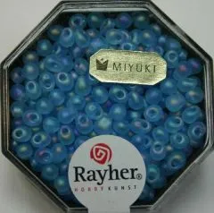 Miyuki-Perle-Drop transparent gefrostet 3,4mm aquamarin (Restbestand)