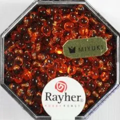 Miyuki-Perle-Drop transparent Silbereinzug 3,4mm capriorange (Restbestand)