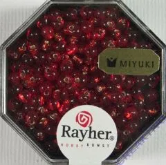 Miyuki-Perle-Drop transparent Silbereinzug 3,4mm feuerrot (Restbestand)
