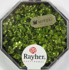 Miyuki-Perle-Drop transparent Silbereinzug 3,4mm apfelgrün