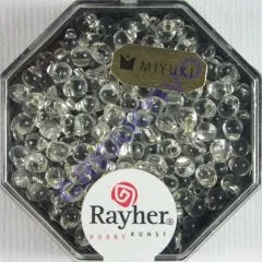 Miyuki-Perle-Drop transparent Silbereinzug 3,4mm bergkristall (Restbestand)