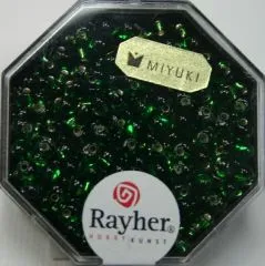 Miyuki-Perle-Drop transparent Silbereinzug 3,4mm smaragd (Restbestand)