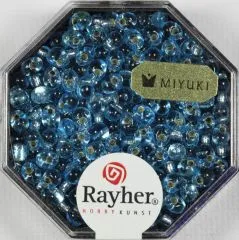Miyuki-Perle-Drop transparent Silbereinzug 3,4mm aquamarin (Restbestand)