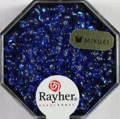 Miyuki-Perle-Drop transparent Silbereinzug 3,4mm royalblau (Restbestand)