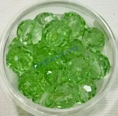 Glasschliffperle 10mm elliptisch 18 St�ck peridot