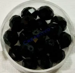 Glasschliffperle 10mm elliptisch 18 Stck schwarz