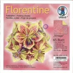 Florentine Faltbltter Vintage 15x15cm 65 Blatt rosa/gelb