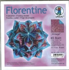 Florentine Faltbltter Vintage 15x15cm 65 Blatt brombeer/ozeanblau