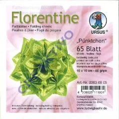 Florentine Faltbl�tter P�nktchen 10x10cm 65 Blatt gelb/gr�n