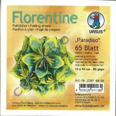 Florentine Faltbl�tter Paradiso 10x10cm 65 Blatt t�rkis/gelb