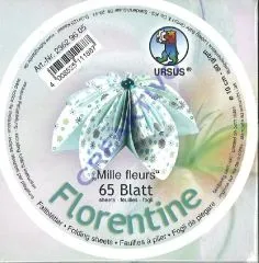 Florentine Faltbl�tter Mille fleurs 10cm rund 65 Blatt blau/hellblau