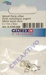Metall-Perle silber se und Bohrung 3,5mm 3 Stck