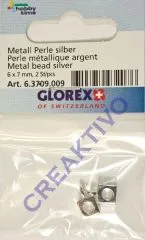 Metall-Perle W�rfel silber �se und Bohrung 3,5mm 2 St�ck