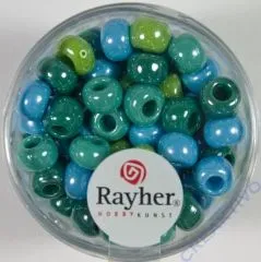 Rayher Glas Gro�lochradl opak 6,7mm gr�n-blau T�ne